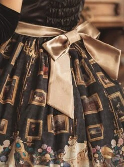 Ceylon Under The Moon Series Classical Oil Painting Style Printed Elegant JSK Classic Lolita Sleeveless Dress -NAUS Lolita Shop 8 500x672 141