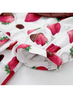 Chocolate Strawberry Lapel High Waist Classic Lolita Short Sleeve Dress -NAUS Lolita Shop 8 500x672 163