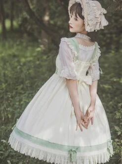 Pastoral Style Elegant Embroidery Green Fresh Lace Irregular Hem Design Classic Lolita Sleeveless Dress -NAUS Lolita Shop 8 500x672 173