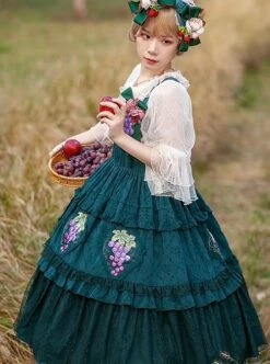 Grape Manor Series Solid Color Jacquard Grape Embroidery Elegant Classic Lolita Sleeveless Dress -NAUS Lolita Shop 8 500x672 176