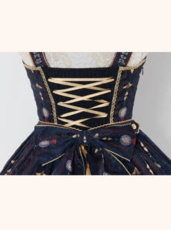 Fog-moon And Crown Series Court Style Elegance Classic Lolita JSK Bowknot Sling Dress -NAUS Lolita Shop 8 500x672 188
