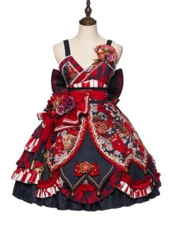 Japanese Style Classic Lolita Oiran Tea Party Flower Wedding Cherry Blossoms Dress JSK Head Jewelry Shirt Hairband Side Clip Set -NAUS Lolita Shop 8 500x672 19