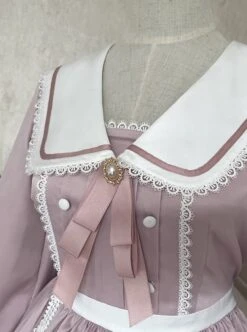 Solid Color Elegant Autumn Gentle Lantern Sleeve Rose Lace Rabbit Ears Classic Lolita Long Sleeve Dress -NAUS Lolita Shop 8 500x672 208