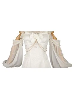 Camellia Series JSK Chinese Style White Exquisite Jacquard Embroidered Cheongsam Beaded Decoration Classic Lolita Sleeveless Dress Set -NAUS Lolita Shop 8 500x672 212