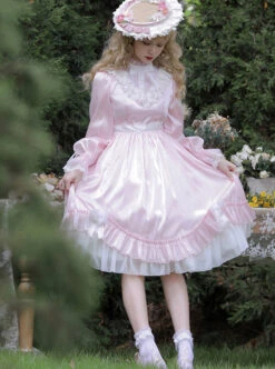 Elegant Pure Color Princess Streamer Yarn Simple Fairy Classic Lolita Long Sleeve Dress -NAUS Lolita Shop 8 500x672 216