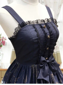 Old Castle Elves Series Retro High Waist Lolita Sling Dress -NAUS Lolita Shop 8 500x672 235
