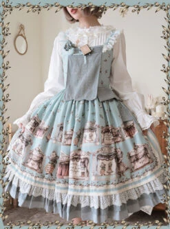 Box Theater Series JSK Printing Embroidery Normal Waist Classic Lolita Sling Dress -NAUS Lolita Shop 8 500x672 244