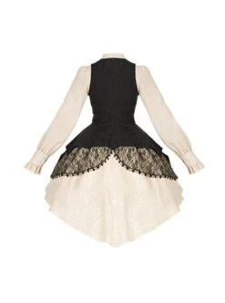 Flower Brand Deacon Series Magician Stripe False Two-Piece Irregular Hem Autumn Winter Classic Lolita Long Sleeve Dress -NAUS Lolita Shop 8 500x672 258