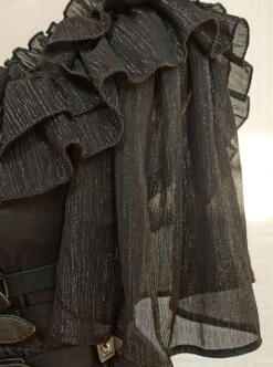 Rose Prayer Series Black Elegant French Backless Metal PU Leather Belt Classic Lolita Short Sleeve Dress -NAUS Lolita Shop 8 500x672 275