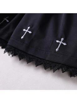 Unknown Poem Series Cross Embroidery Gothic Lolita Black Long Sleeve Dress -NAUS Lolita Shop 8 500x672 303
