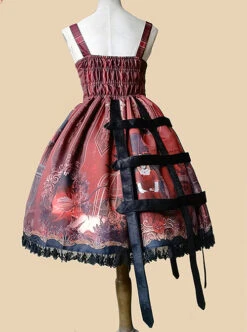 Midnight Magic Series Gothic Style Graphic Print Decoration Personalized Pendant Cloth Strip Lolita Slip Dress -NAUS Lolita Shop 8 500x672 320