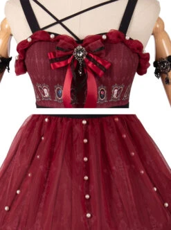 The Split Love Series Rose Gothic Lolita Red Sling Dress -NAUS Lolita Shop 8 500x672 325