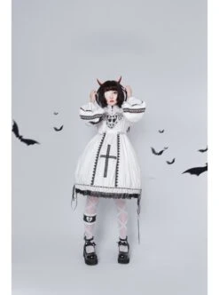 Devil Rabbit Series OP Autumn Winter Halloween Gothic Lolita Long Sleeve Dress With Detachable Plush Rabbit Ears Hat -NAUS Lolita Shop 8 500x672 345