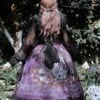 Gothic Vintage Print Grape Bow Decorative Ruffle Hem Gothic Lolita Sleeveless Dress