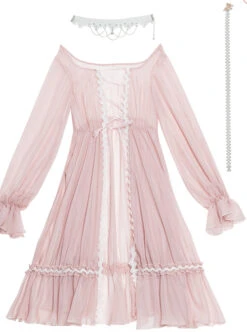 Diana Series Pink OP Elegant Palace Style Classic Lolita Long Sleeve Long Dress -NAUS Lolita Shop 8 500x672 36