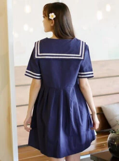 Navy Style Loose Short Sleeve School Lolita Dress 12 Navy Style Loose Short Sleeve School Lolita Dress -NAUS Lolita Shop 8 500x672 370