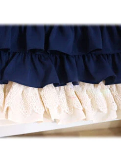 Navy Blue Bowknot Sweet Lolita Short Sleeve Dress -NAUS Lolita Shop 8 500x672 451