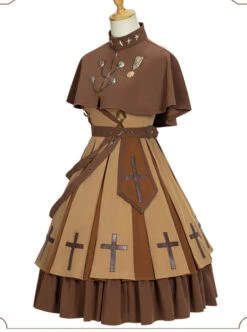 Dawn Series JSK Retro Military Style Punk Lolita Sling Dress And Cape -NAUS Lolita Shop 8 500x672 546