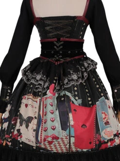 Playing Card Maze Series Retro Punk Lolita Long Sleeve Dress Set -NAUS Lolita Shop 8 500x672 555