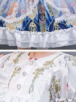 Doll Collar Cartoon Printing Sweet Lolita White Short Sleeve Dress -NAUS Lolita Shop 8 500x672 576