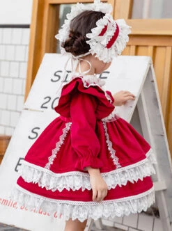 White Lace Red Velour Embroidery Kids Classic Lolita Long Sleeve Dress 12 White Lace Red Velour Embroidery Kids Classic Lolita Long Sleeve Dress -NAUS Lolita Shop 8 500x672 593