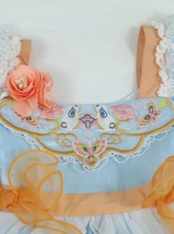 Chinese Style Han Element Embroidered Lace Contrasting Color Sweet Lolita Kids Mid-Sleeve Dress -NAUS Lolita Shop 8 500x672 596