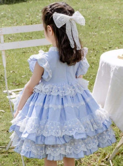 Light Blue Cotton Ruffle Children Sweet Lolita Sleeveless Dress -NAUS Lolita Shop 8 500x672 597