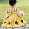 Poker Cards Pattern Yellow Plus Velvet Children Sweet Lolita Long Sleeve Dress
