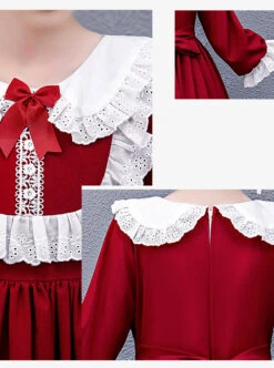 Doll Collar White Lace Wine Red Classic Lolita Long Sleeve Dress -NAUS Lolita Shop 8 500x672 615