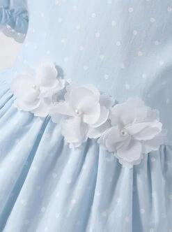 Flower Cute Puff Sleeve Lace Double Layer Hem Polka Dot Short Sleeve Classic Lolita Kids Dress -NAUS Lolita Shop 8 500x672 618