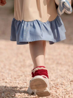 Sweet College Style Duck Pattern Decoration Square Collar Khaki A Version Short Sleeve Classic Lolita Kid Dress -NAUS Lolita Shop 8 500x672 627