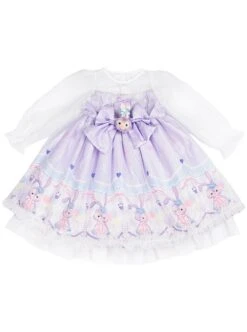 Cute Stardale Classic Lolita Ruffle Hem Princess Birthday Purple Bow Kids Long Sleeve Dress -NAUS Lolita Shop 8 500x672 639