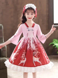 Elegant Chinese Style Classical Printing Children Classic Lolita Kids Half Sleeve Dress -NAUS Lolita Shop 8 500x672 640