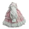 Pink Cute Princess Fluffy Bowknots Puff Sleeves White Ruffles Floral Lace Kids Sweet Lolita Long Sleeves Dress