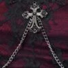 Halloween Gothic Velvet Panel Lace Crucifix Metal Chain Decoration Slim Fit Fishtail Long Sleeve Dress