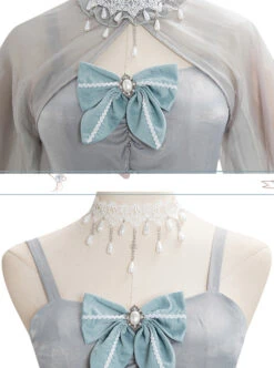Gray Blue Chiffon Elegant JSK Classic Lolita High Waist Long Style Dress -NAUS Lolita Shop 8 500x672 74
