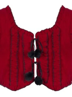 Wish Gift Box Series Cute Red Corduroy Vest Irregular Cuffs Lace Fake Three Pieces Classic Lolita Long Sleeve Dress Set -NAUS Lolita Shop 8 500x672 78