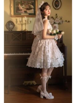 Floating Moon Dark Night Series JSK Floating Moon Apricot Organza Classic Lolita Sling Dress -NAUS Lolita Shop 8 500x672 82