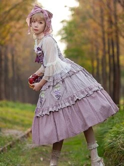 Grape Manor Series Solid Color Jacquard Grape Embroidery Elegant Classic Lolita Sleeveless Dress -NAUS Lolita Shop 9 500x672 115