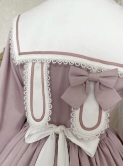 Solid Color Elegant Autumn Gentle Lantern Sleeve Rose Lace Rabbit Ears Classic Lolita Long Sleeve Dress -NAUS Lolita Shop 9 500x672 134
