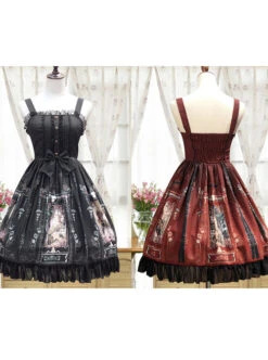 Old Castle Elves Series Retro High Waist Lolita Sling Dress -NAUS Lolita Shop 9 500x672 156