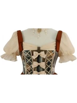 Constantine Series OP Elegant Vintage Oil Painting Print Bow Knots Decoration Classic Lolita Short Sleeve Dress Set -NAUS Lolita Shop 9 500x672 189
