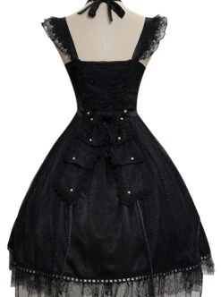 Night Elf Series JSK Black Lace Retro Elegant Gothic Lolita Sling Dress -NAUS Lolita Shop 9 500x672 201