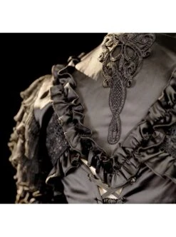 Black Lace Sling Corset Tail Top Flared Long Sleeve Fashion Ruffle Shawl Gothic Lolita Dress Set -NAUS Lolita Shop 9 500x672 226