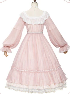Diana Series Pink OP Elegant Palace Style Classic Lolita Long Sleeve Long Dress -NAUS Lolita Shop 9 500x672 23