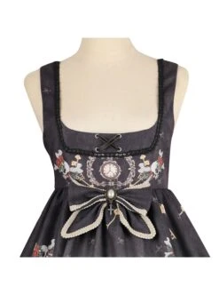 Black Fairy Tale Series JSK Darkness Printing Retro Gothic Lolita Sling Dress -NAUS Lolita Shop 9 500x672 230
