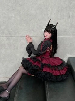 Demon Contract Series Sexy Spring Summer Contrast Color Sweet-Cool Girl Halloween Gothic Lolita Sleeveless Dress Suit -NAUS Lolita Shop 9 500x672 245