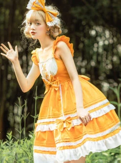 Candy House Series JSK Pure Color Bowknot Sweet Lolita Sling Dress -NAUS Lolita Shop 9 500x672 257