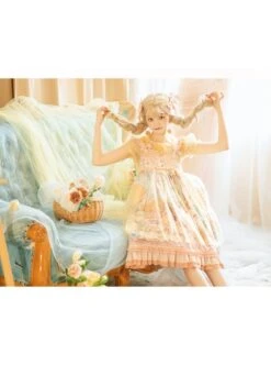 Afternoon Sweet Tea Series JSK Wave Dot Tulle Hem Cute Printing Sweet Lolita Yellow Sling Dress Short Sleeve Shirt Set 16 Afternoon Sweet Tea Series JSK Wave Dot Tulle Hem Cute Printing Sweet Lolita Yellow Sling Dress Short Sleeve Shirt Set -NAUS Lolita Shop 9 500x672 334