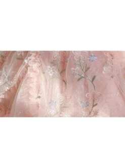 Pleated Lace Mesh Design Delicate Flower Embroidery Cute Long Sleeves Three-Dimensional Flower Decoration Classic Lolita Kid Dress -NAUS Lolita Shop 9 500x672 396